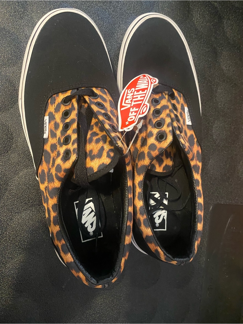 Vans Black & Leopard Print Era Low-Top Sneakers
